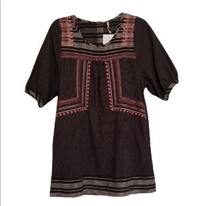 Free People Embroidered Boho Mini Smock Dress NWT